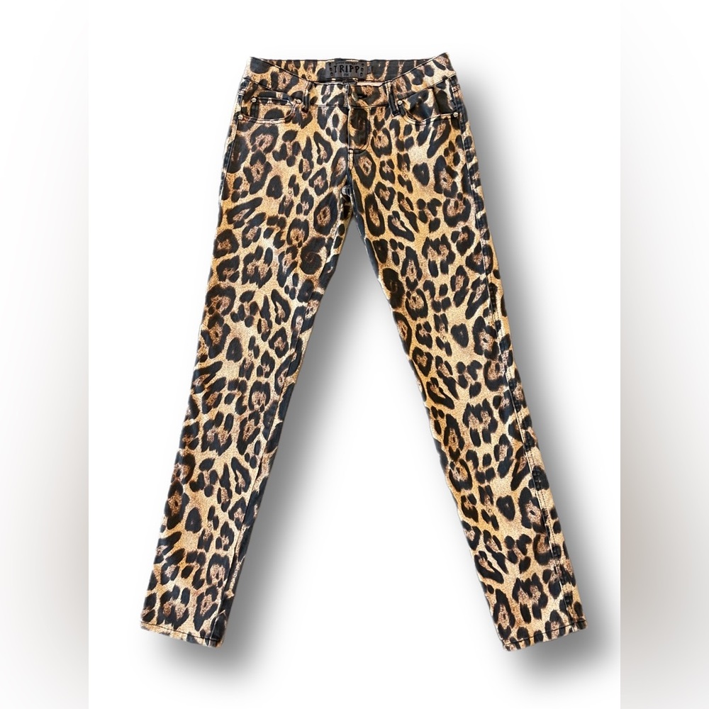 Tripp NYC Pants Leopard Skinny Jeans Rare Punk Goth Size 5 Stretchy Boot Cut Fit